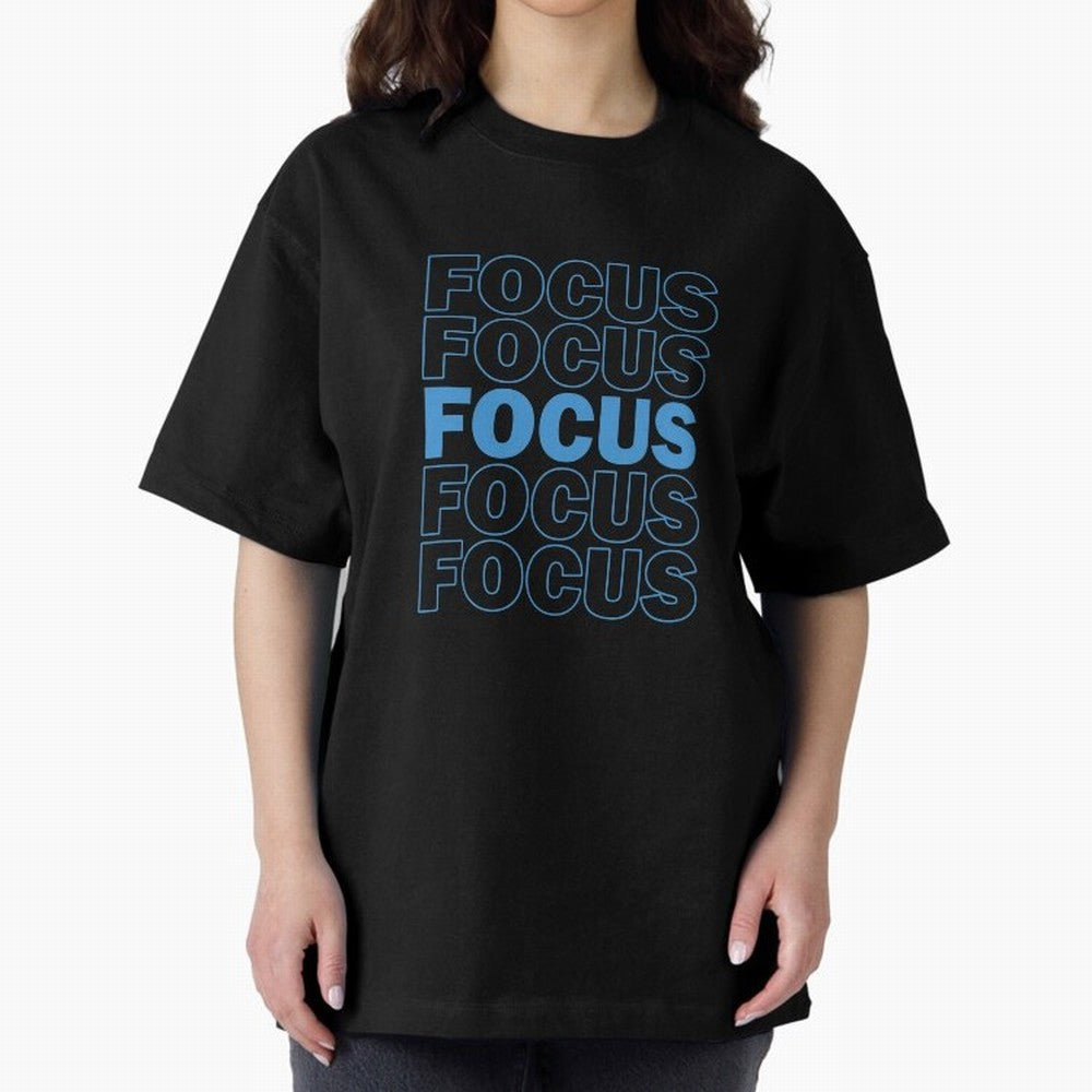 Focus Focus Focus (Blue) Oversized T-Shirt Show Support during the FIFA World Cup 2026 Journey through Haaland Highlights, Argentina and Brazil Pride, Vintage Soccer Flavor, Modern Football Stars, National Flags and Final Night Emotion; Built for