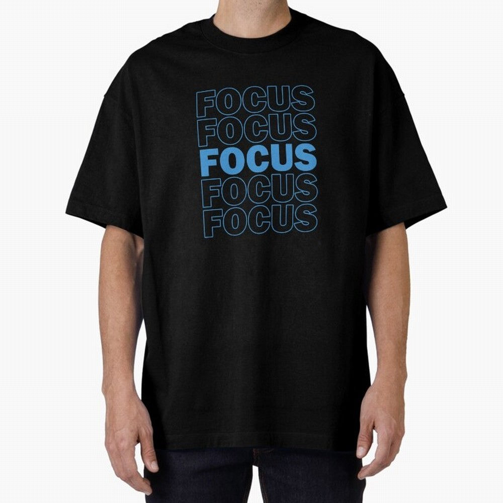 Focus Focus Focus (Blue) Oversized T-Shirt Show Support during the FIFA World Cup 2026 Journey through Haaland Highlights, Argentina and Brazil Pride, Vintage Soccer Flavor, Modern Football Stars, National Flags and Final Night Emotion; Built for