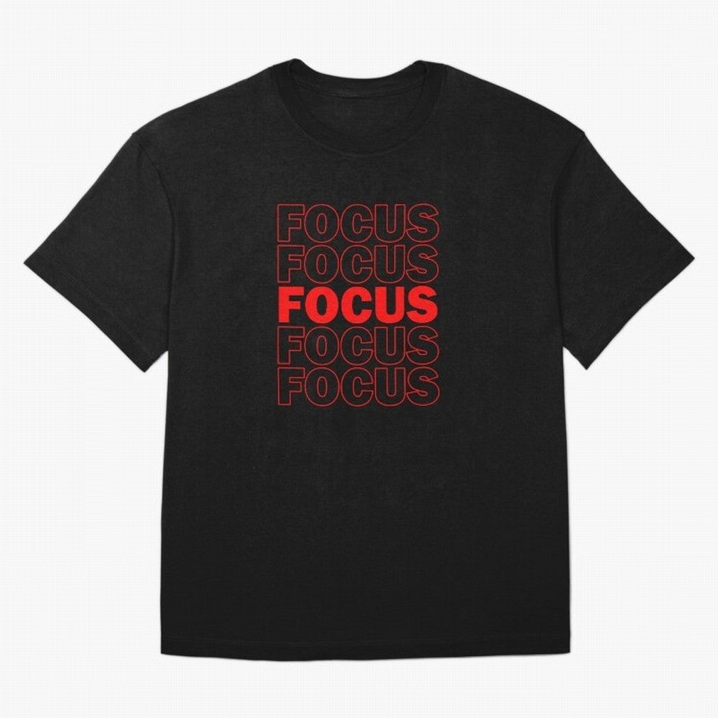 Focus Focus Focus (Red) Oversized T-Shirt Show Up for the Glory of FIFA World Cup 2026 USA Canada Mexico Spirit, Connected to Germany, Messi, CR7 and Mbappe, Sports Nostalgia, International Competition, Famous Players and Unforgettable Victories;