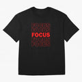 Focus Focus Focus (Red) Oversized T-Shirt Show Up for the Glory of FIFA World Cup 2026 USA Canada Mexico Spirit, Connected to Germany, Messi, CR7 and Mbappe, Sports Nostalgia, International Competition, Famous Players and Unforgettable Victories;