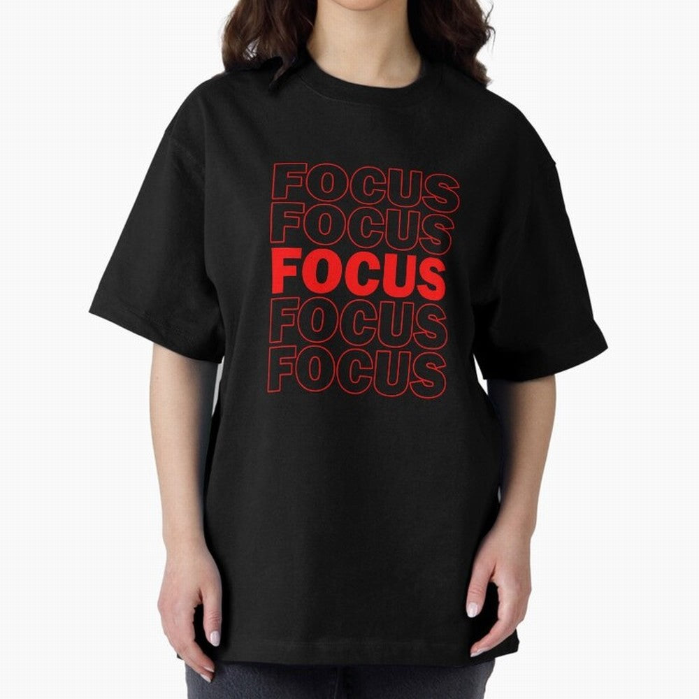 Focus Focus Focus (Red) Oversized T-Shirt Show Up for the Glory of FIFA World Cup 2026 USA Canada Mexico Spirit, Connected to Germany, Messi, CR7 and Mbappe, Sports Nostalgia, International Competition, Famous Players and Unforgettable Victories;