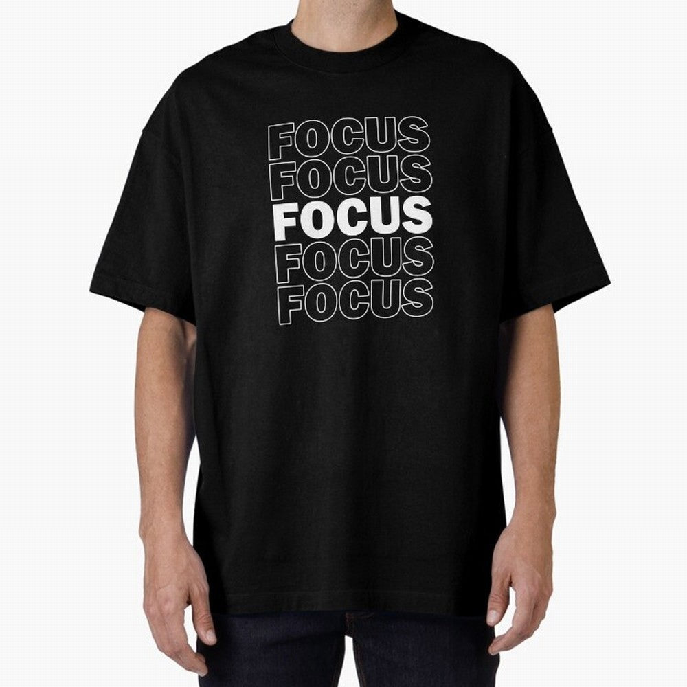 Focus Focus Focus (White Design) Oversized T-Shirt Experience the FIFA World Cup 2026 Journey through Messi and Cristiano Ronaldo Highlights, Argentina and Brazil Pride, Goal Celebration Energy, Supporter Heritage, Football Icons and Worldwide