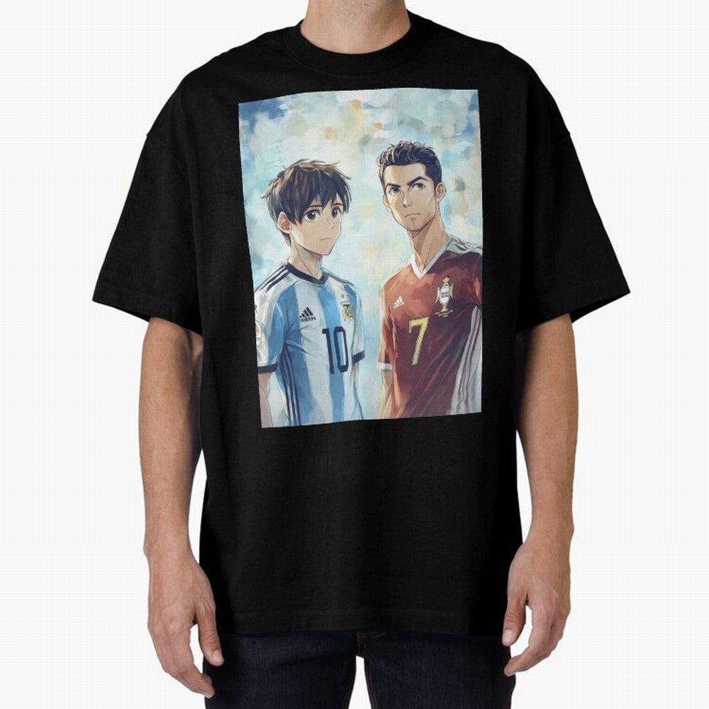 Lionel Messi and Cristiano Ronaldo Oversized T-Shirt Celebrate Football Heritage in FIFA World Cup 2026 Group Stage Made for Messi, CR7 and Mbappe, Brazil, Portugal and Argentina Energy, Champion Mindset, Group Stage Buzz, Knockout Tension and