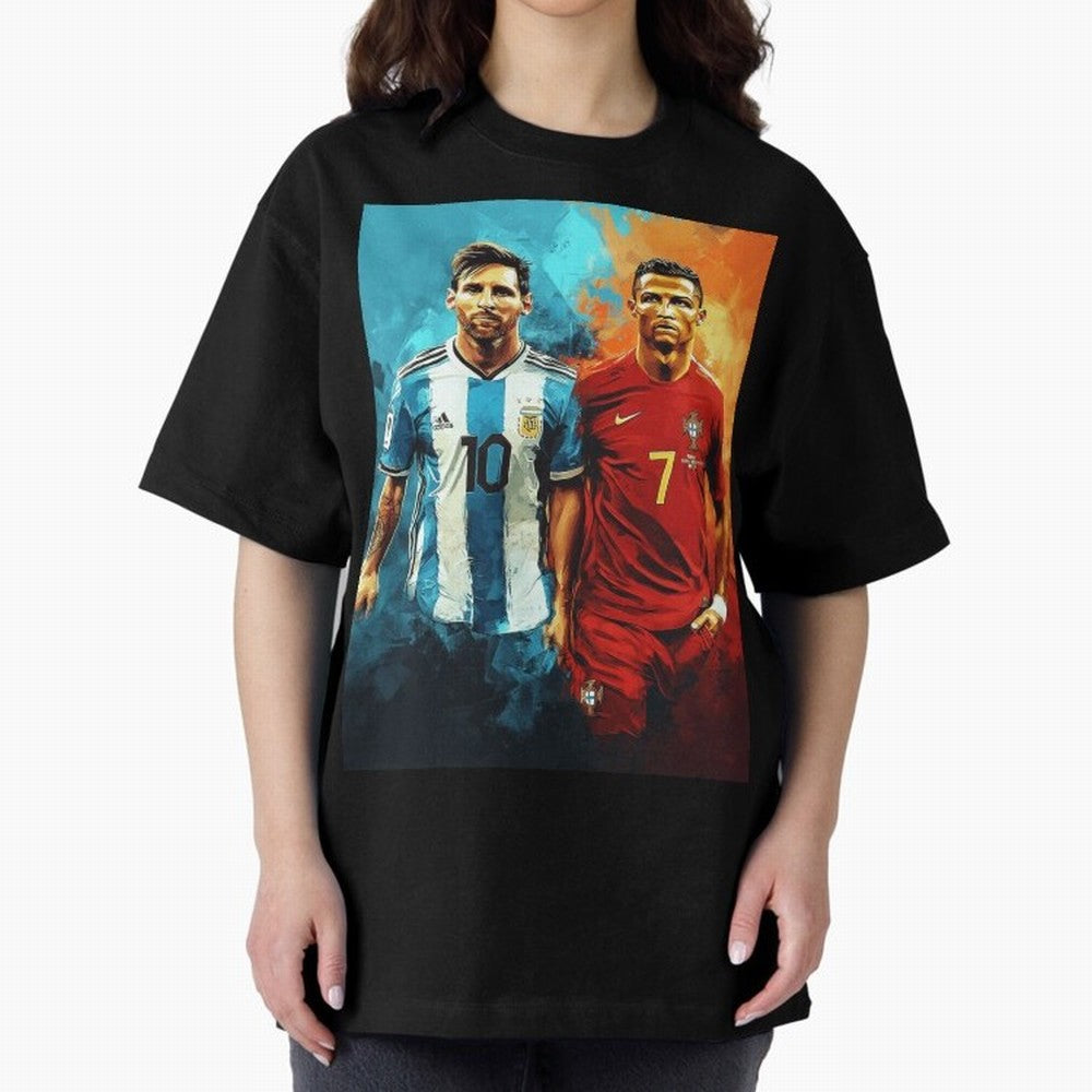 Lionel Messi and Cristiano Ronaldo Oversized T-Shirt Join the Global Buzz around the FIFA World Cup 2026 Journey through Cristiano Ronaldo Highlights, Argentina, France and Brazil Pride, Global Supporter Spirit, Legendary Goals, National Colors and