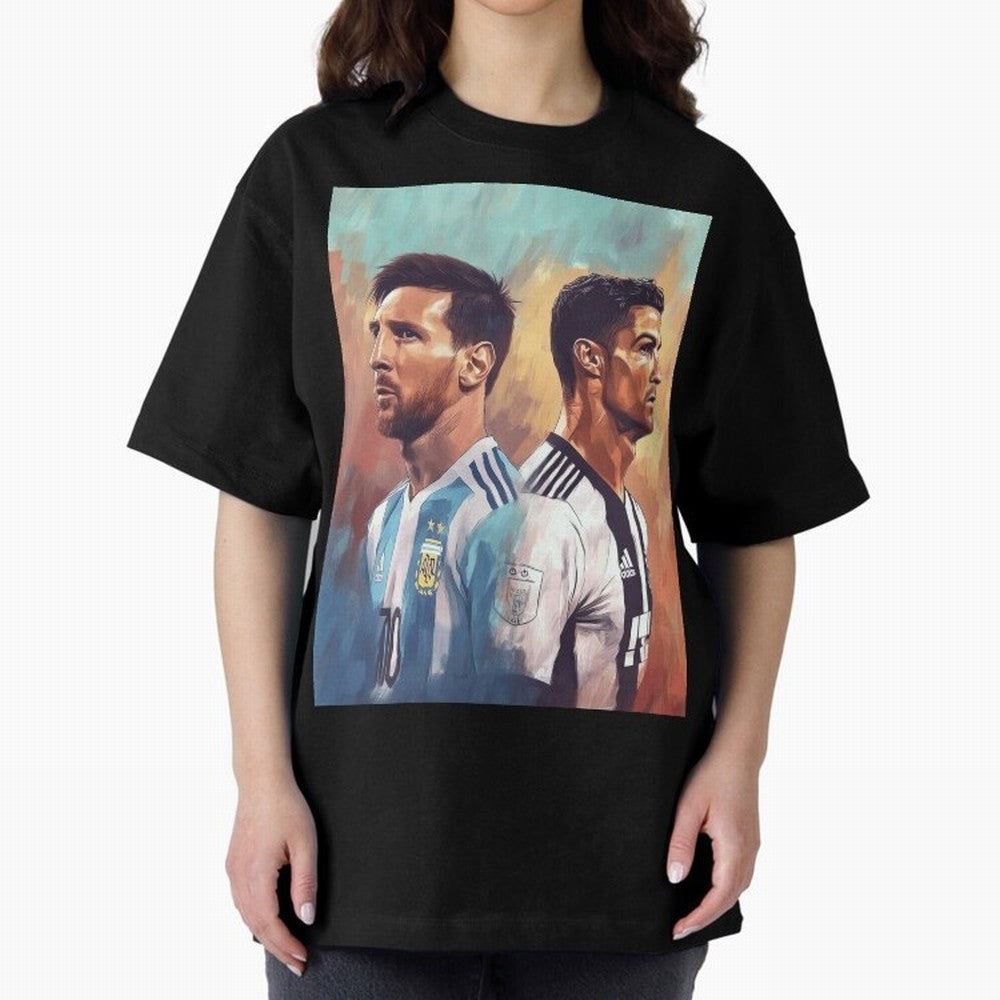 Lionel Messi and Cristiano Ronaldo Oversized T-Shirt Make Game Day About Match Day Hype around FIFA World Cup 2026 USA Canada Mexico, Neymar, Haaland and Cristiano Ronaldo, Brazil, Global Supporter Spirit, Legendary Goals, National Colors and