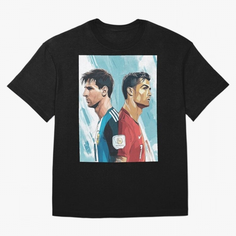 Lionel Messi and Cristiano Ronaldo Oversized T-Shirt Enjoy FIFA World Cup 2026 USA Canada Mexico Spirit, Connected to Portugal, CR7 and Messi, Vintage Soccer Flavor, Modern Football Stars, National Flags and Final Night Emotion; Ideal for Fans Who