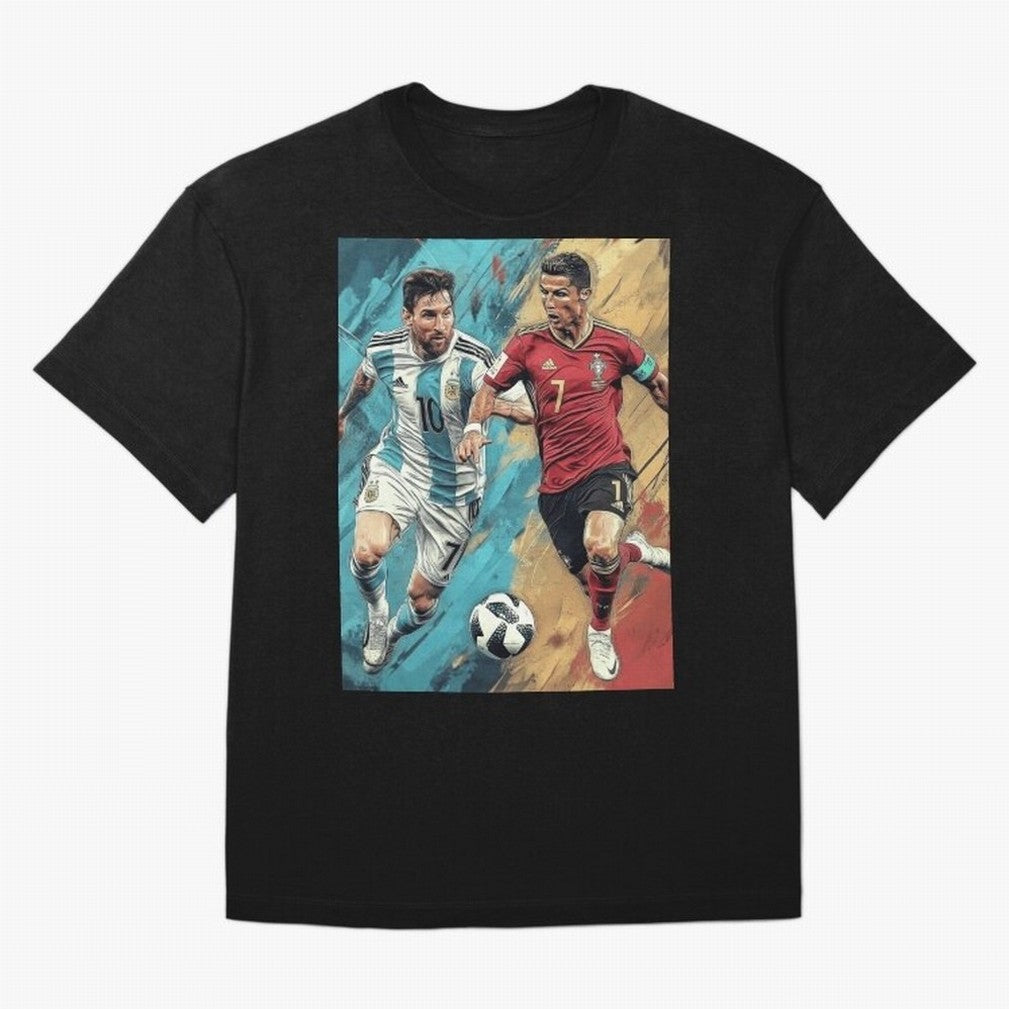 Lionel Messi and Cristiano Ronaldo Oversized T-Shirt Spotlight FIFA World Cup 2026 USA Canada Mexico Spirit, Connected to England, Mbappe, Tournament Hype, Historic Matchups, Family Viewing Parties and Global Sports Pride; Created for Match Day