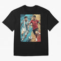 Lionel Messi and Cristiano Ronaldo Oversized T-Shirt Spotlight FIFA World Cup 2026 USA Canada Mexico Spirit, Connected to England, Mbappe, Tournament Hype, Historic Matchups, Family Viewing Parties and Global Sports Pride; Created for Match Day