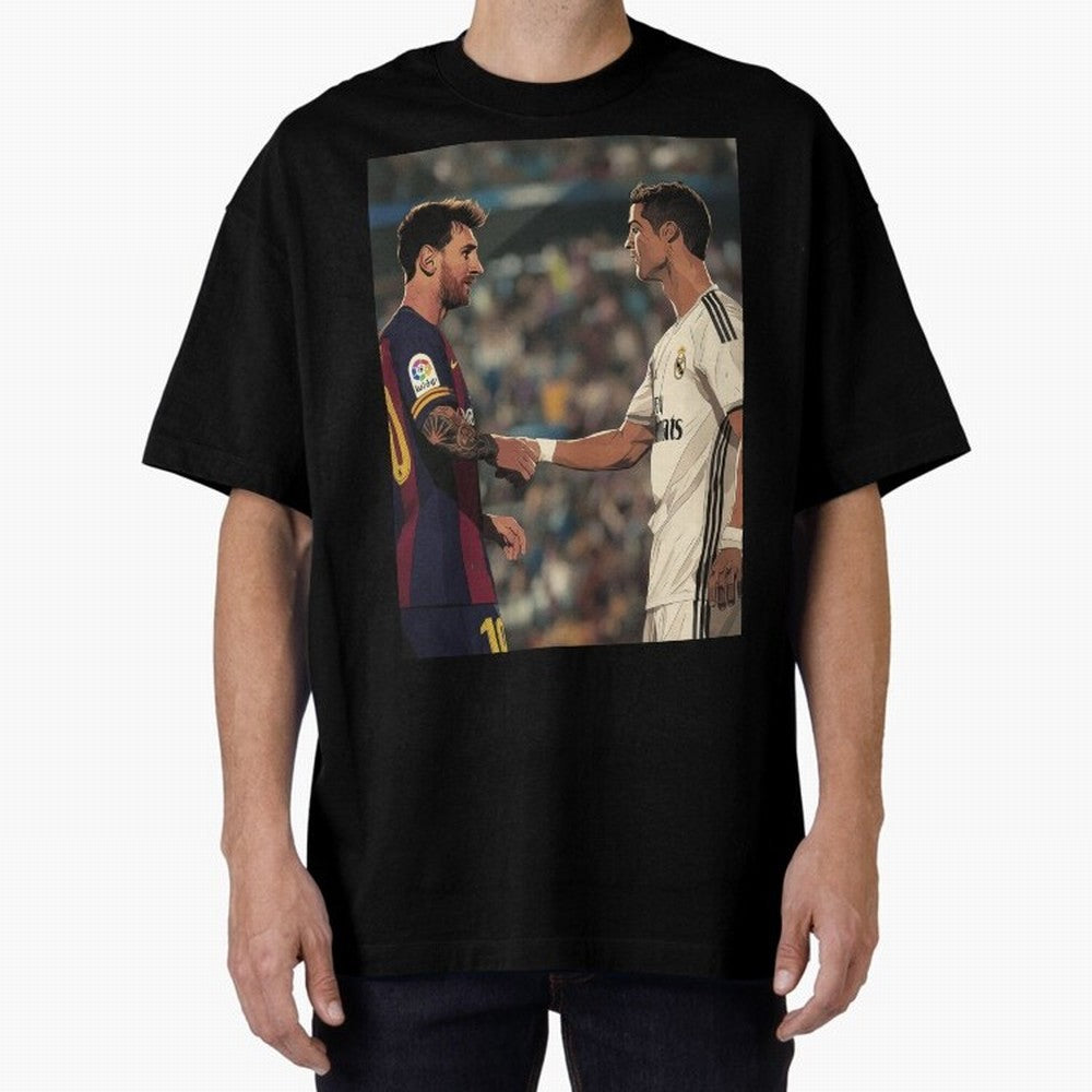 Lionel Messi and Cristiano Ronaldo Oversized T-Shirt Enjoy the Biggest Football Party of Global Football Passion for FIFA World Cup 2026 USA Canada Mexico, Celebrating Neymar, Haaland and Cristiano Ronaldo, France, Champion Mindset, Group Stage