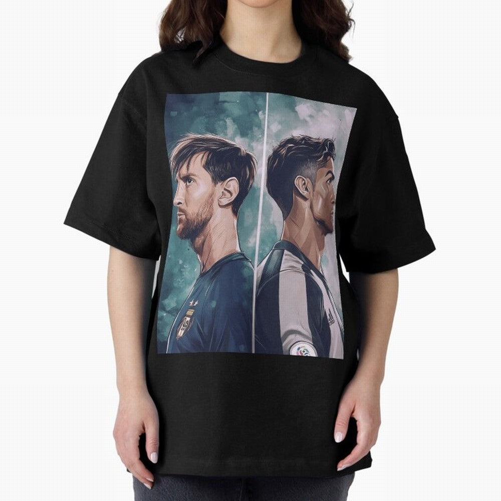 Lionel Messi and Cristiano Ronaldo Oversized T-Shirt Bring Bold Fan Energy to the FIFA World Cup 2026 USA Canada Mexico Journey through Messi, CR7 and Mbappe Highlights, France Pride, Classic Soccer Heritage, Championship Pressure, Fan Loyalty and
