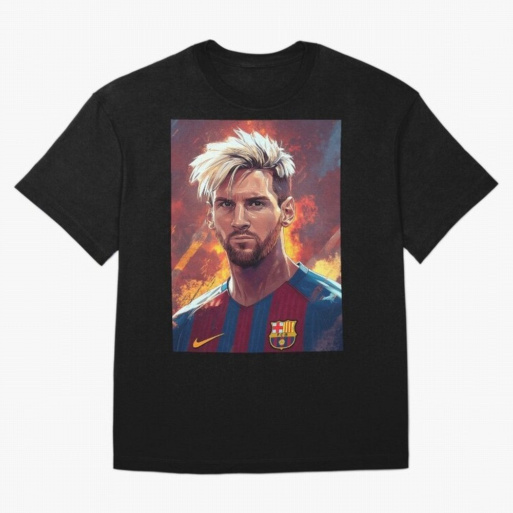 Lionel Messi Oversized T-Shirt Represent the Passion of Global Football Passion for FIFA World Cup 2026, with Messi, CR7 and Mbappe, Brazil, Vintage Soccer Flavor, Modern Football Stars, National Flags and Final Night Emotion; Ideal for Passionate