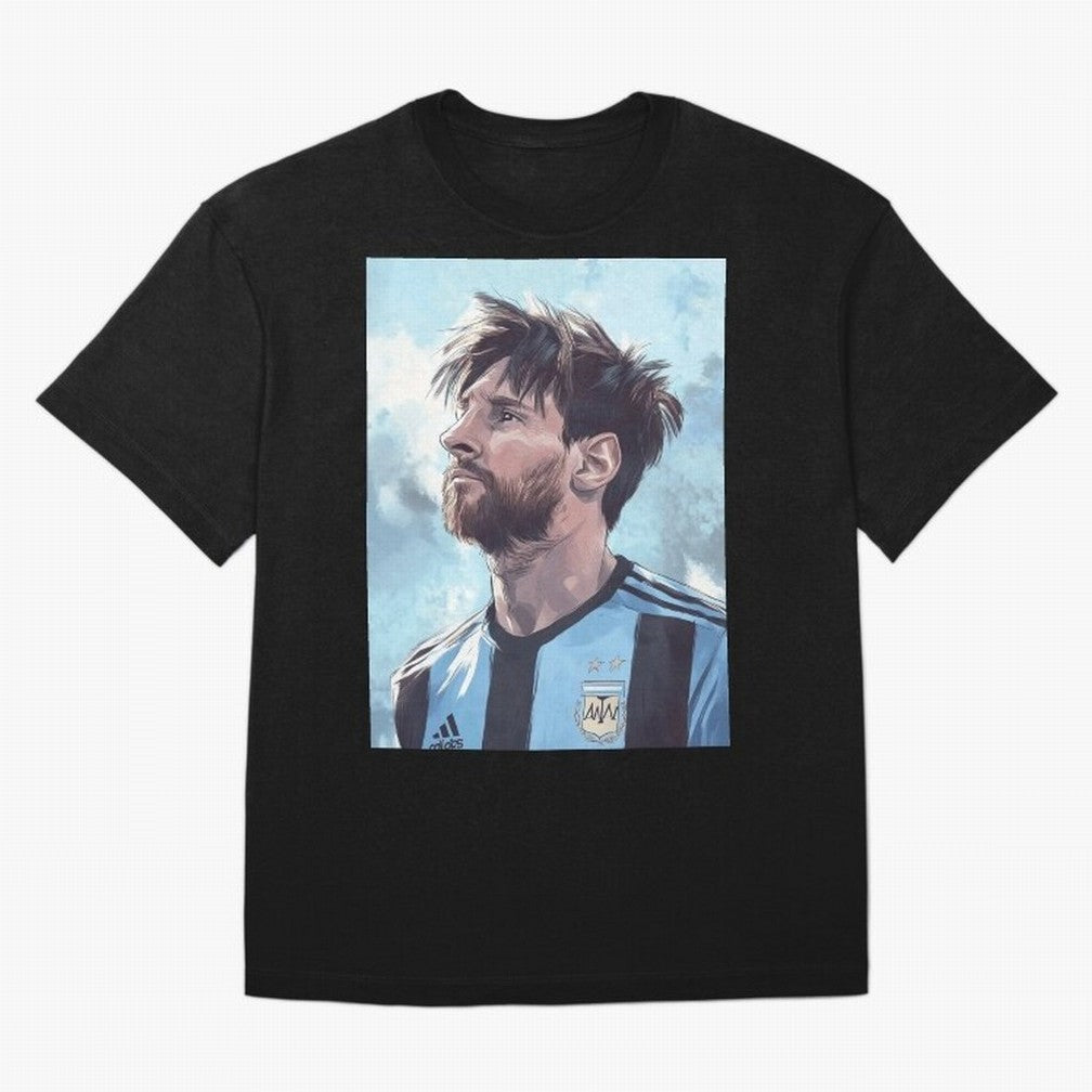 Lionel Messi Oversized T-Shirt Show Fan Pride Across Match Day Hype around FIFA World Cup 2026 Group Stage, Messi and Cristiano Ronaldo, Spain and Netherlands, Sports Nostalgia, International Competition, Famous Players and Unforgettable Victories;