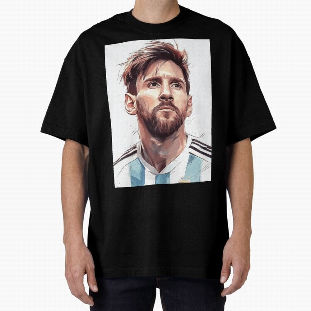 Lionel Messi Oversized T-Shirt Elevate Global Football Passion for FIFA World Cup 2026 USA Canada Mexico, Centered on Haaland, France and Portugal, Vintage Soccer Flavor, Modern Football Stars, National Flags and Final Night Emotion; Made for Die