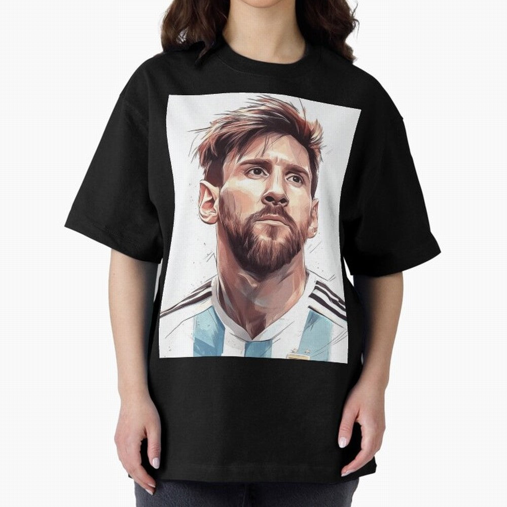 Lionel Messi Oversized T-Shirt Elevate Global Football Passion for FIFA World Cup 2026 USA Canada Mexico, Centered on Haaland, France and Portugal, Vintage Soccer Flavor, Modern Football Stars, National Flags and Final Night Emotion; Made for Die