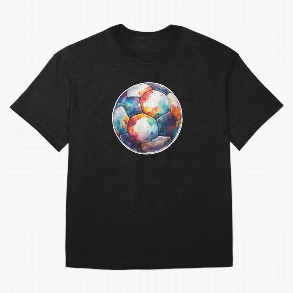Football Soccer Ball Watercolor Illustration Drawing (Gray Blue BG) Oversized T-Shirt Back Your Heroes with FIFA World Cup 2026 for Fans of Cristiano Ronaldo, Haaland and CR7 and France, Bringing Stadium Memories, Football Loyalty, International