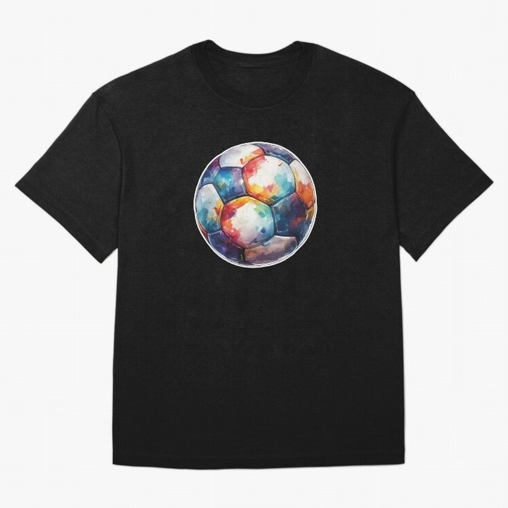 Football Soccer Ball Watercolor Illustration Drawing (Light Red BG) Oversized T-Shirt Make Your Look Match FIFA World Cup 2026 USA Canada Mexico Driven by Cristiano Ronaldo, England and Germany Energy, Vintage Soccer Flavor, Modern Football Stars,