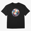 Football Soccer Ball Watercolor Illustration Drawing (Light Red BG) Oversized T-Shirt Make Your Look Match FIFA World Cup 2026 USA Canada Mexico Driven by Cristiano Ronaldo, England and Germany Energy, Vintage Soccer Flavor, Modern Football Stars,