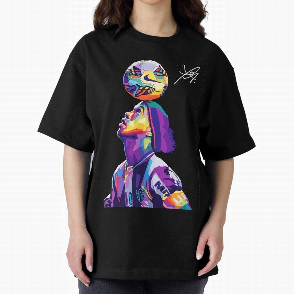Ronaldinho Wpap Pop Art Oversized T-Shirt Bring a Vintage Feel to Global Football Passion for FIFA World Cup 2026 USA Canada Mexico, Made for Messi, Neymar and Mbappe, Brazil, Portugal and Argentina, Worldwide Fan Energy, Dramatic Goals, Stadium