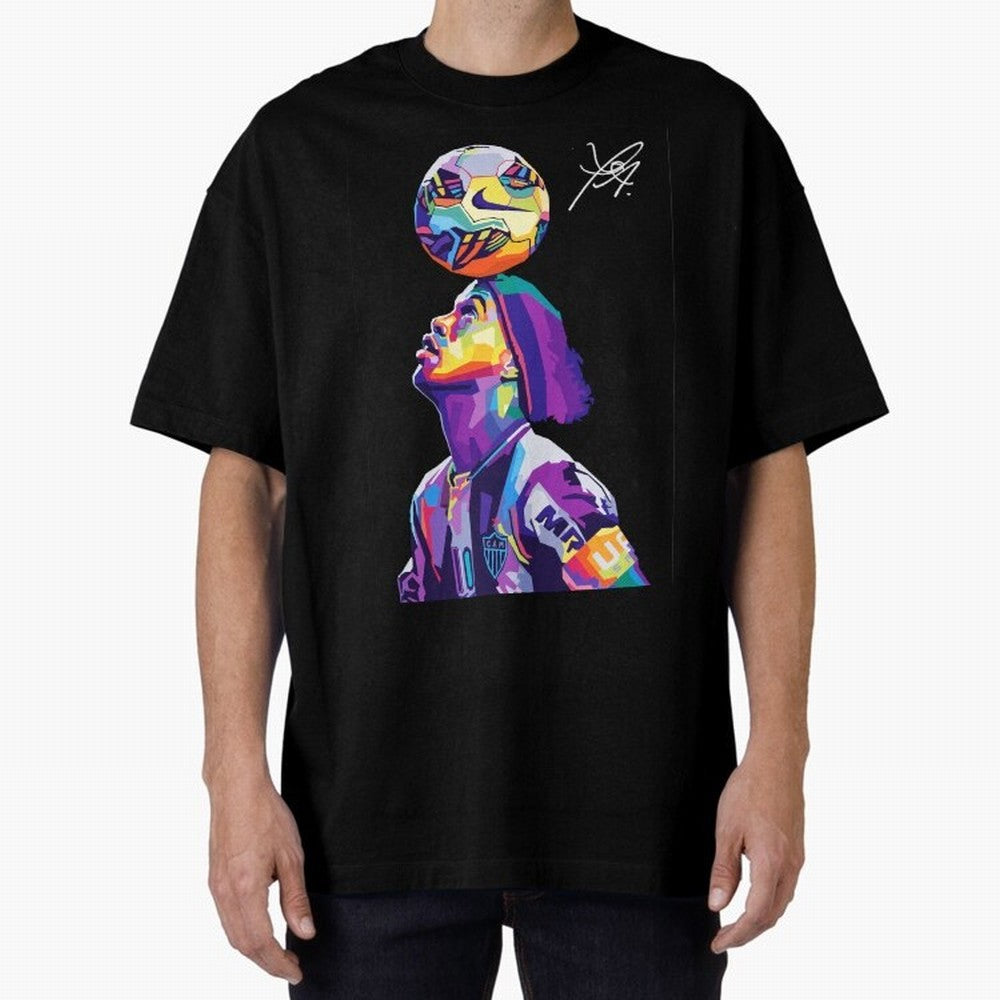 Ronaldinho Wpap Pop Art Oversized T-Shirt Bring a Vintage Feel to Global Football Passion for FIFA World Cup 2026 USA Canada Mexico, Made for Messi, Neymar and Mbappe, Brazil, Portugal and Argentina, Worldwide Fan Energy, Dramatic Goals, Stadium
