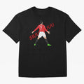 Cristano Ronaldo Celebration Block Art SIUUUU with text Oversized T-Shirt Turn Up for FIFA World Cup 2026 USA Canada Mexico for Fans of CR7 and Messi and Argentina and Brazil, Bringing Fan Favorite Moments, National Team Passion, Big Match Drama