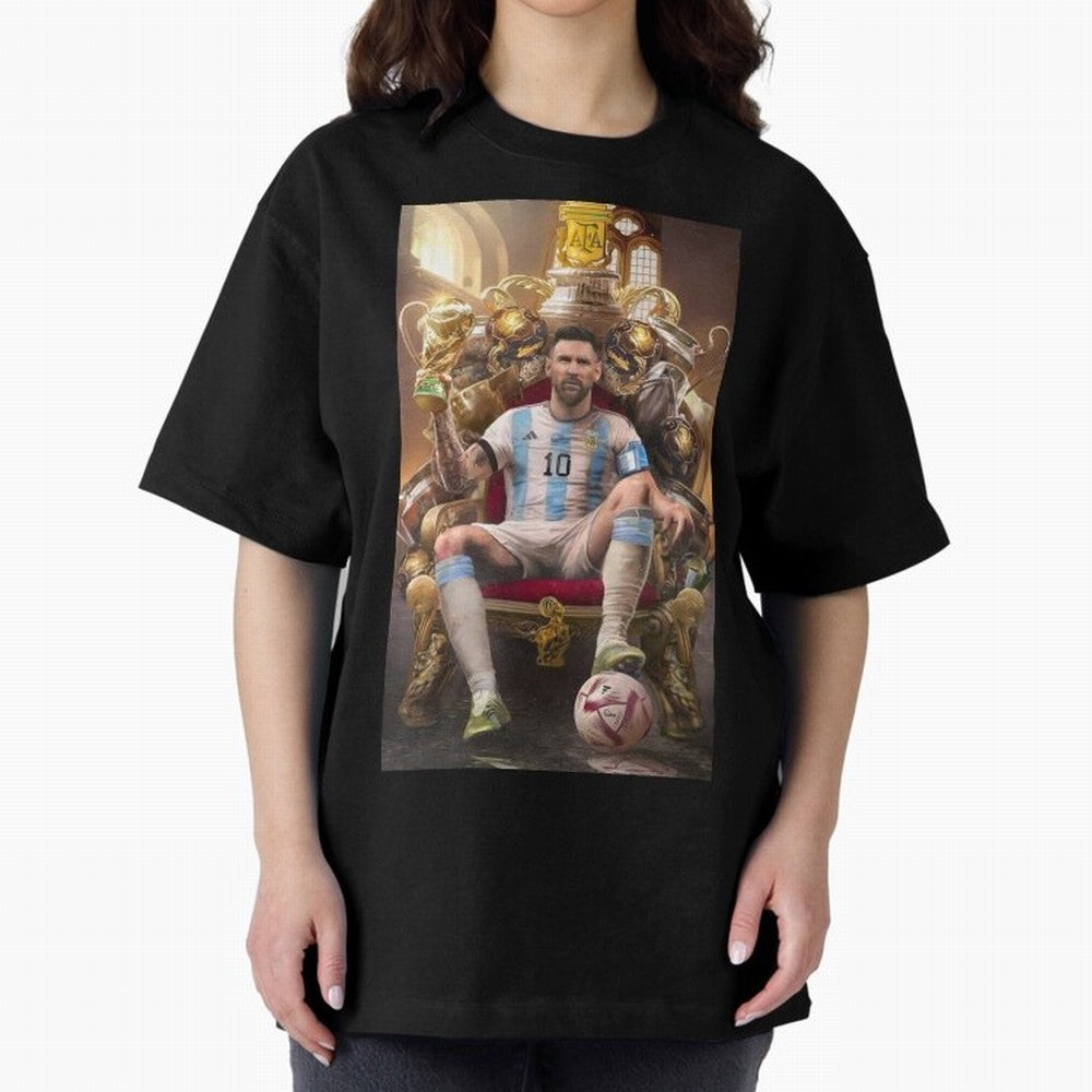 Lionel Messi Oversized T-Shirt Stand Proud for Match Day Hype around FIFA World Cup 2026, Neymar, Haaland and Cristiano Ronaldo, France, Football History, Final Match Energy, Crowd Noise and Once in a Lifetime Moments; Great for Watch Parties,