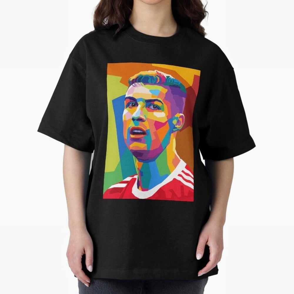 Cristiano Ronaldo Wpap Pop Art Oversized T-Shirt Relive FIFA World Cup 2026 USA Canada Mexico for Fans of Mbappe and Neymar and Brazil, Portugal and Argentina, Bringing Goal Celebration Energy, Supporter Heritage, Football Icons and Worldwide