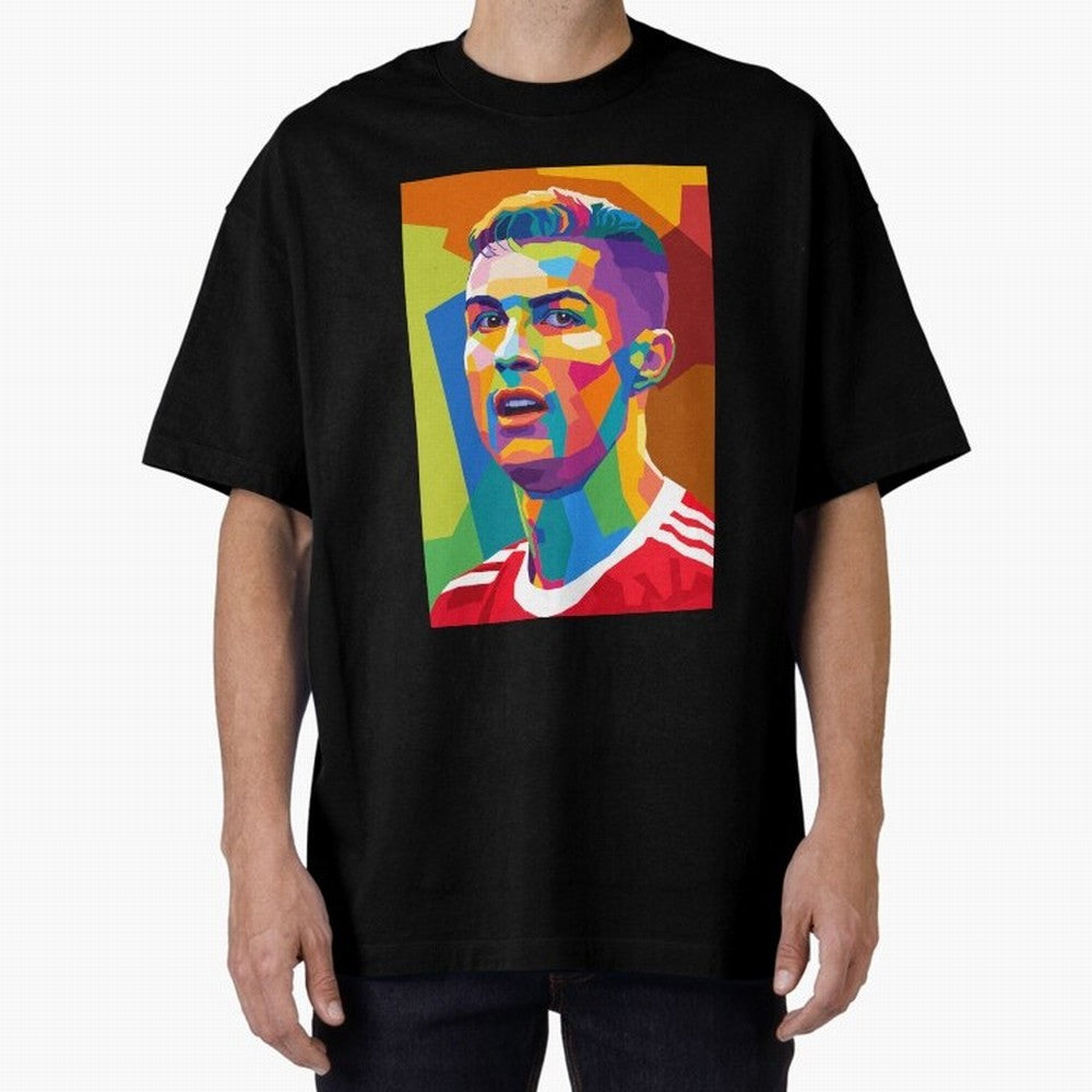 Cristiano Ronaldo Wpap Pop Art Oversized T-Shirt Relive FIFA World Cup 2026 USA Canada Mexico for Fans of Mbappe and Neymar and Brazil, Portugal and Argentina, Bringing Goal Celebration Energy, Supporter Heritage, Football Icons and Worldwide