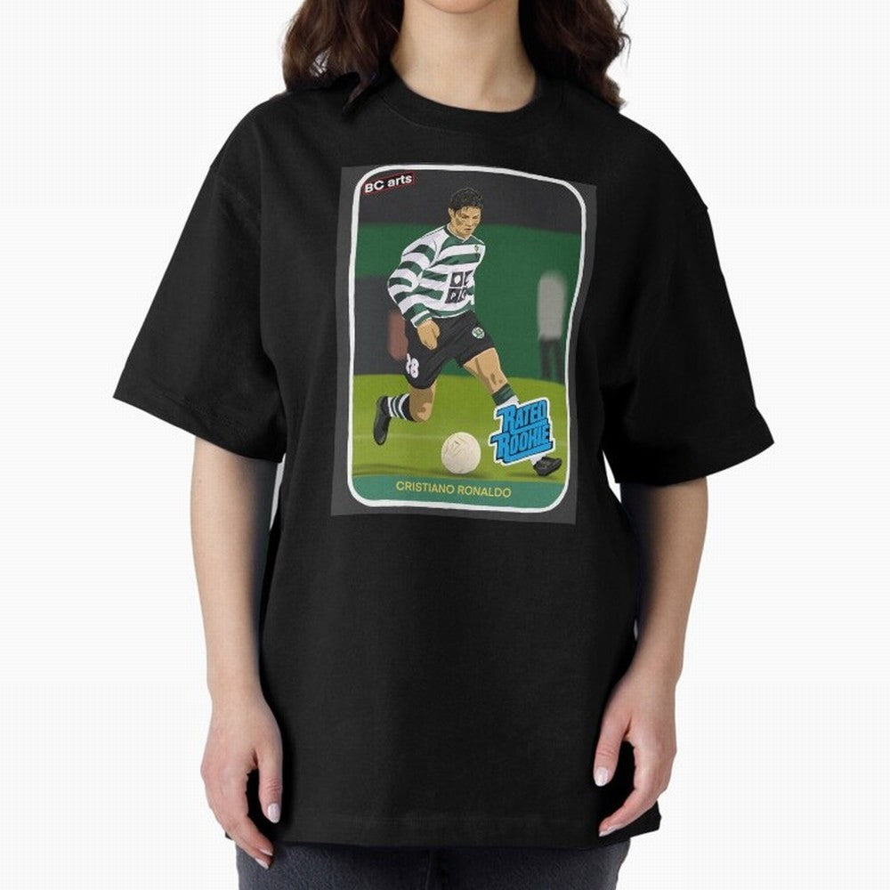 Sporting Lisbon Cristiano Ronaldo Rookie Card Artwork Oversized T-Shirt Show Fan Pride Across the FIFA World Cup 2026 Group Stage Journey through Haaland and Mbappe Highlights, Argentina Pride, Match Day Excitement, Supporter Culture, Golden Goals