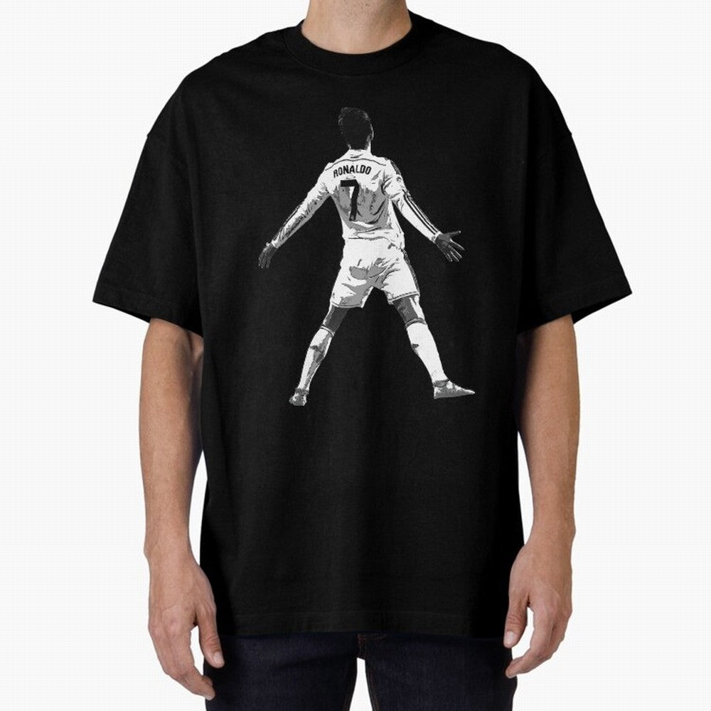 CR7 Cristiano Ronaldo Artwork - Pop Art Style Oversized T-Shirt Support Iconic Players in Match Day Hype around FIFA World Cup 2026, Mbappe and Neymar, France, Goal Celebration Energy, Supporter Heritage, Football Icons and Worldwide Tournament