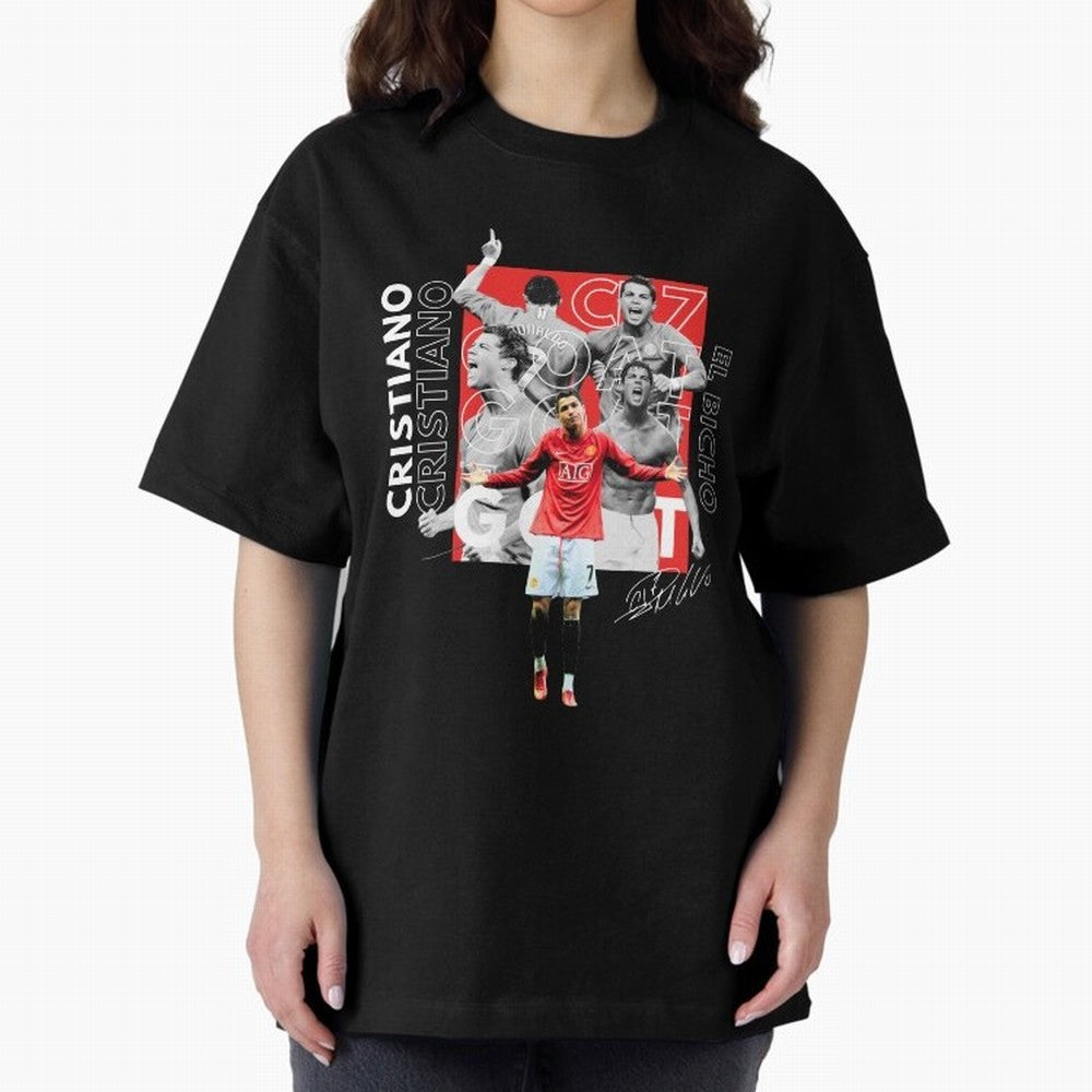 Cristiano Ronaldo CR7 Oversized T-Shirt Make Your Look Match the FIFA World Cup 2026 USA Canada Mexico Journey through Messi and Cristiano Ronaldo Highlights, England and Germany Pride, Championship Spirit, Famous Goals, Roaring Crowds and