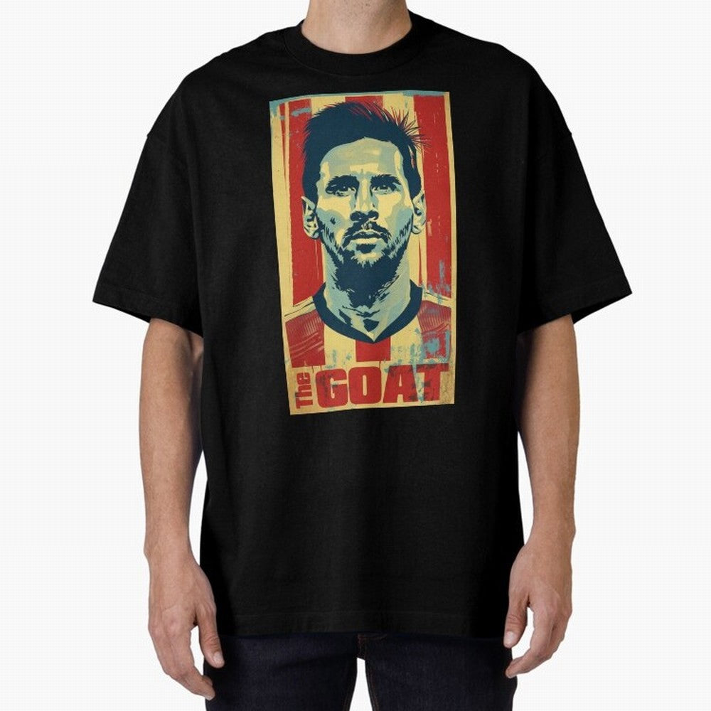 Messi The GOAT Graphic poster design Oversized T-Shirt Celebrate Classic Football Spirit in the FIFA World Cup 2026 Group Stage Journey through Neymar Highlights, Netherlands Pride, Supporter Pride, Iconic Celebrations, Legendary Names and Global