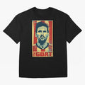 Messi The GOAT Graphic poster design Oversized T-Shirt Celebrate Classic Football Spirit in the FIFA World Cup 2026 Group Stage Journey through Neymar Highlights, Netherlands Pride, Supporter Pride, Iconic Celebrations, Legendary Names and Global