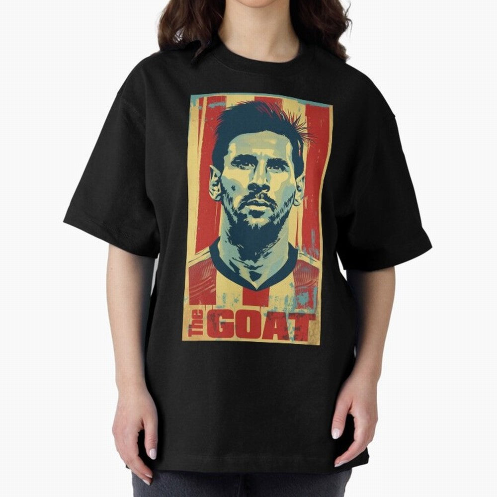 Messi The GOAT Graphic poster design Oversized T-Shirt Celebrate Classic Football Spirit in the FIFA World Cup 2026 Group Stage Journey through Neymar Highlights, Netherlands Pride, Supporter Pride, Iconic Celebrations, Legendary Names and Global