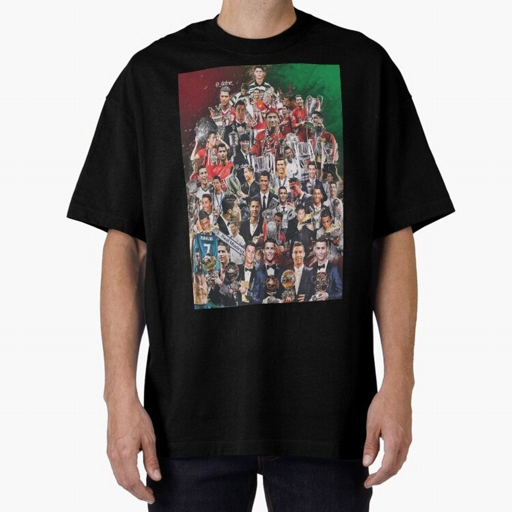 Cristiano Ronaldo (5th Ballon D'Or) Oversized T-Shirt Bring a Champion Mindset to FIFA World Cup 2026 Group Stage Spirit, Celebrating England and Germany, Messi and Cristiano Ronaldo, Sports Nostalgia, International Competition, Famous Players and