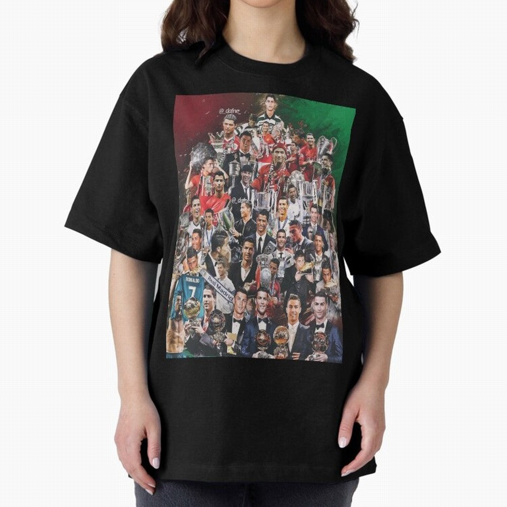 Cristiano Ronaldo (5th Ballon D'Or) Oversized T-Shirt Bring a Champion Mindset to FIFA World Cup 2026 Group Stage Spirit, Celebrating England and Germany, Messi and Cristiano Ronaldo, Sports Nostalgia, International Competition, Famous Players and