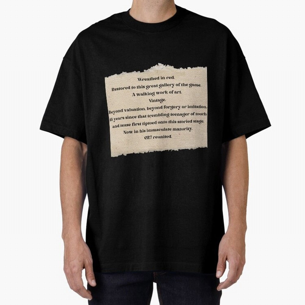 Cristiano Ronaldo Peter Drury Oversized T-Shirt Honor Champions and Dreams in FIFA World Cup 2026 USA Canada Mexico Connected to Messi and Cristiano Ronaldo, Argentina and Brazil Energy, Championship Spirit, Famous Goals, Roaring Crowds and