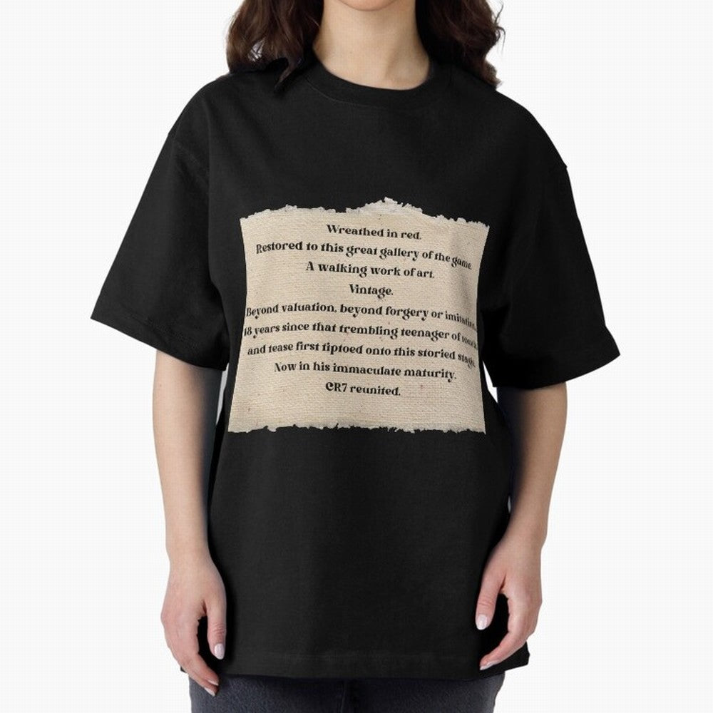 Cristiano Ronaldo Peter Drury Oversized T-Shirt Honor Champions and Dreams in FIFA World Cup 2026 USA Canada Mexico Connected to Messi and Cristiano Ronaldo, Argentina and Brazil Energy, Championship Spirit, Famous Goals, Roaring Crowds and