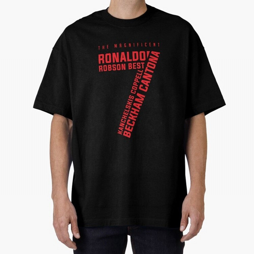 The Magnificent Seven - Man Utd Oversized T-Shirt Turn Up for Match Day Hype around FIFA World Cup 2026 USA Canada Mexico, Neymar, Haaland and Cristiano Ronaldo, Argentina and Brazil, Championship Spirit, Famous Goals, Roaring Crowds and