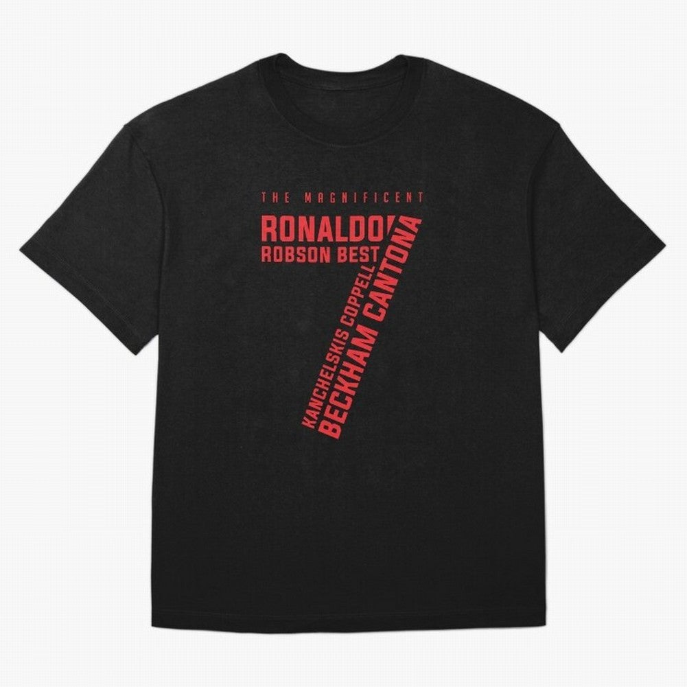 The Magnificent Seven - Man Utd Oversized T-Shirt Turn Up for Match Day Hype around FIFA World Cup 2026 USA Canada Mexico, Neymar, Haaland and Cristiano Ronaldo, Argentina and Brazil, Championship Spirit, Famous Goals, Roaring Crowds and