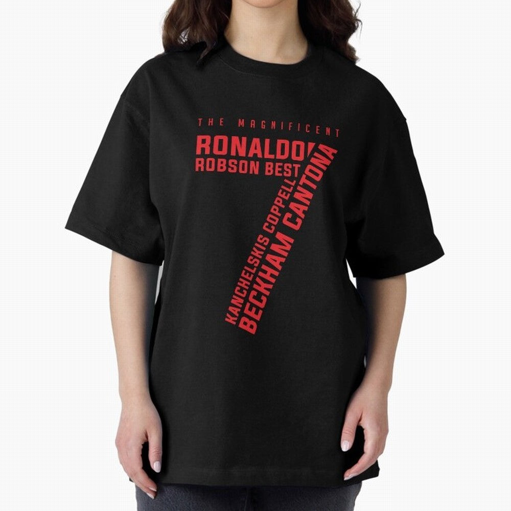 The Magnificent Seven - Man Utd Oversized T-Shirt Turn Up for Match Day Hype around FIFA World Cup 2026 USA Canada Mexico, Neymar, Haaland and Cristiano Ronaldo, Argentina and Brazil, Championship Spirit, Famous Goals, Roaring Crowds and