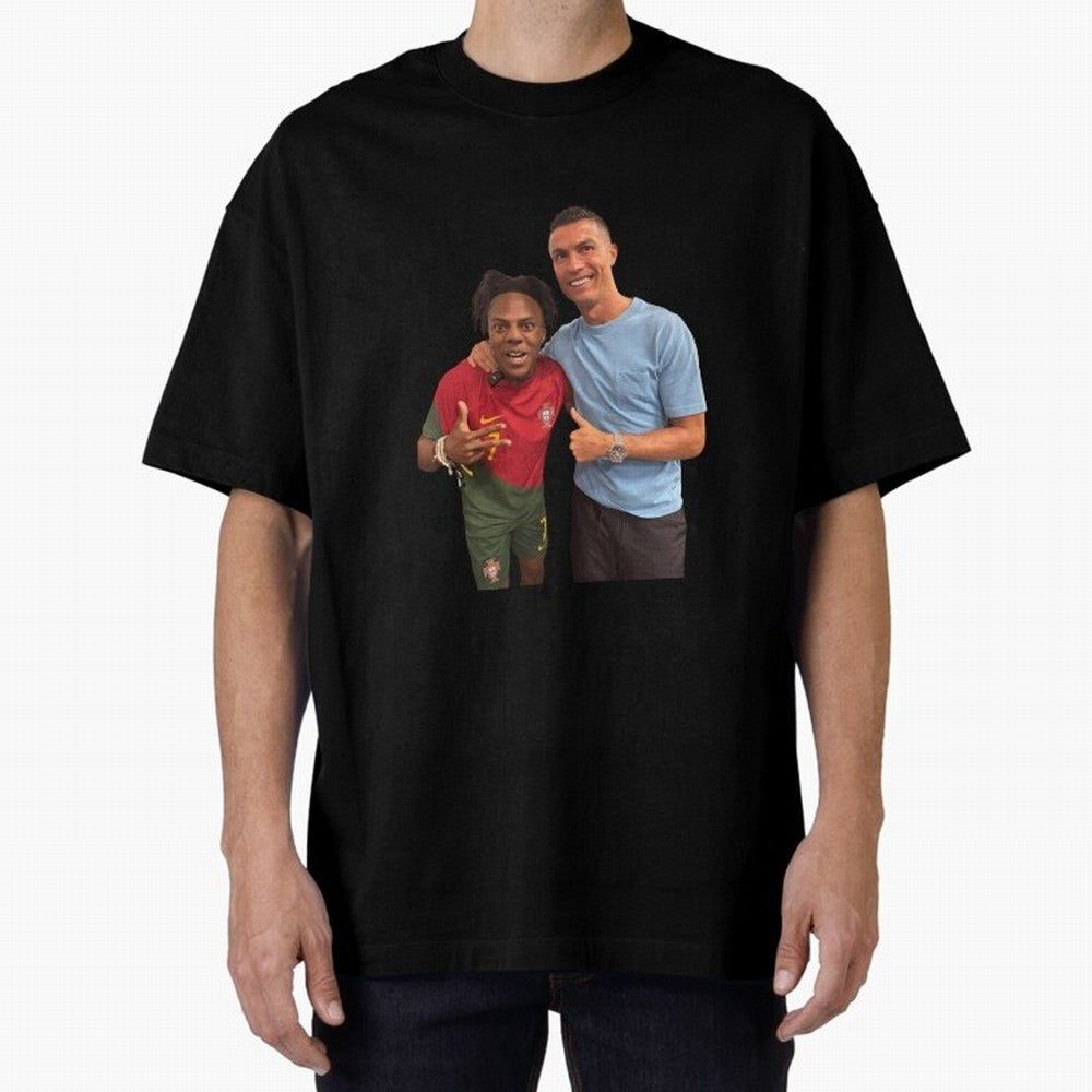 ISHOWSPEED MET RONALDO Oversized T-Shirt Fuel Your Fan Pride for the FIFA World Cup 2026 Group Stage Journey through Haaland Highlights, Portugal Pride, Retro Football Energy, Iconic Rivalries, Trophy Chase Drama and Stadium Atmosphere; Made for