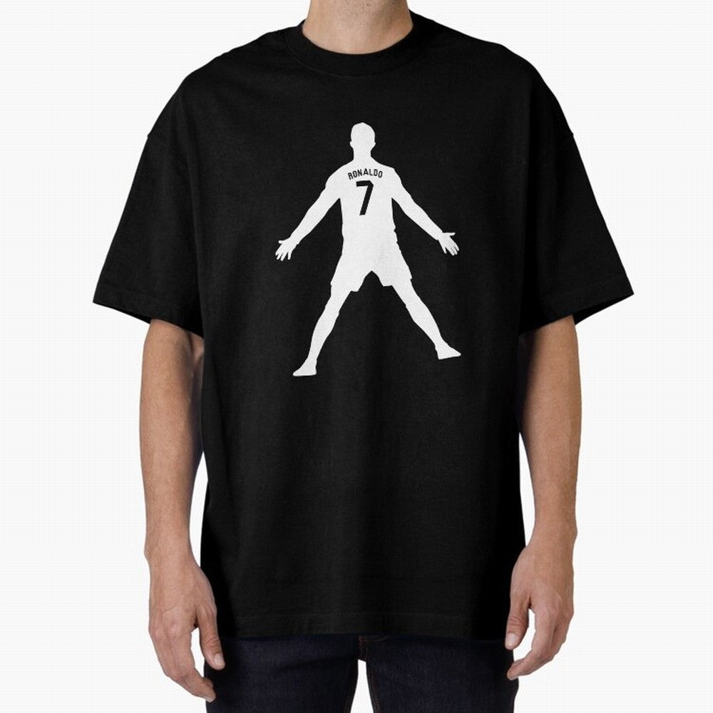 Cristiano Ronaldo Celebration in White Oversized T-Shirt Celebrate Golden Goal Energy in FIFA World Cup 2026 USA Canada Mexico for Fans of Cristiano Ronaldo and Portugal, Spain and Germany, Bringing Game Day Rituals, Football Legends, Country Pride