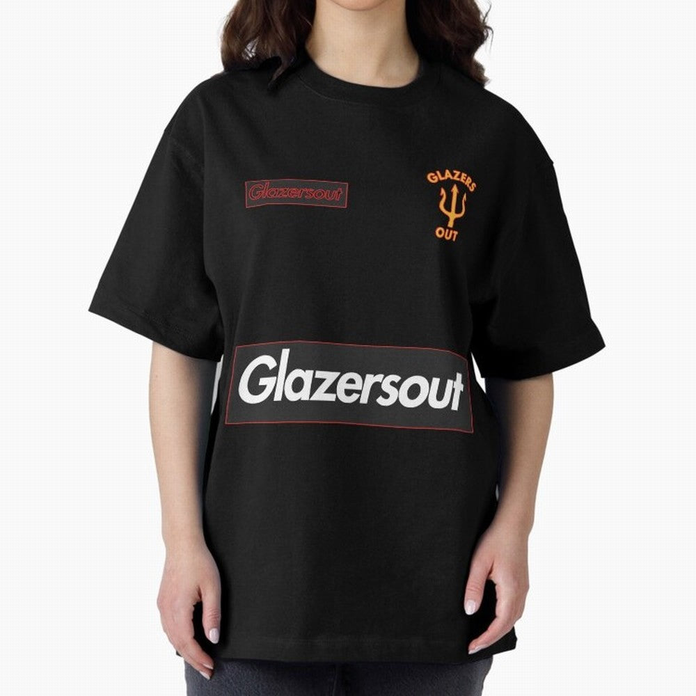 GlazersOut Red Manchester Kit V-Neck Oversized T-Shirt Fuel FIFA World Cup 2026 for Fans of Mbappe and Neymar and Spain and Netherlands, Bringing Championship Spirit, Famous Goals, Roaring Crowds and International Football Unity; Perfect for Fans,