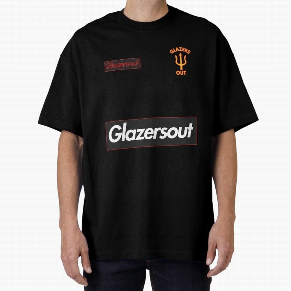 GlazersOut Red Manchester Kit V-Neck Oversized T-Shirt Fuel FIFA World Cup 2026 for Fans of Mbappe and Neymar and Spain and Netherlands, Bringing Championship Spirit, Famous Goals, Roaring Crowds and International Football Unity; Perfect for Fans,