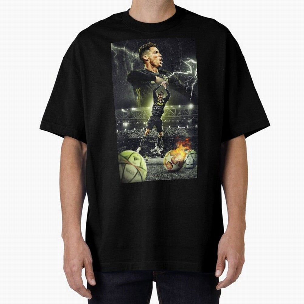 Ronaldo Illustration Oversized T-Shirt Keep Football History Alive during Match Day Hype around FIFA World Cup 2026 Group Stage, Messi, Neymar and Mbappe, Germany, Football Passion, Legendary Performances, Festival Vibes and Supporter Community;