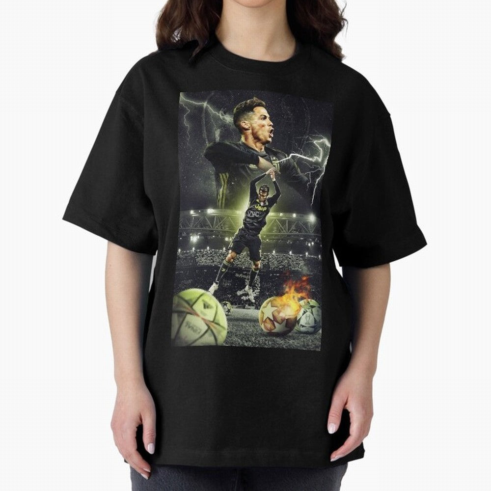 Ronaldo Illustration Oversized T-Shirt Keep Football History Alive during Match Day Hype around FIFA World Cup 2026 Group Stage, Messi, Neymar and Mbappe, Germany, Football Passion, Legendary Performances, Festival Vibes and Supporter Community;