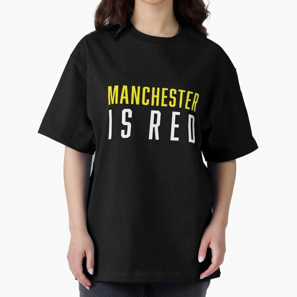 Manchester is Red Oversized T-Shirt Fuel FIFA World Cup 2026 Capturing Haaland, France and Portugal Energy, Global Supporter Spirit, Legendary Goals, National Colors and Tournament Celebration; Ideal for Passionate Fans Who Love Underdog Stories,
