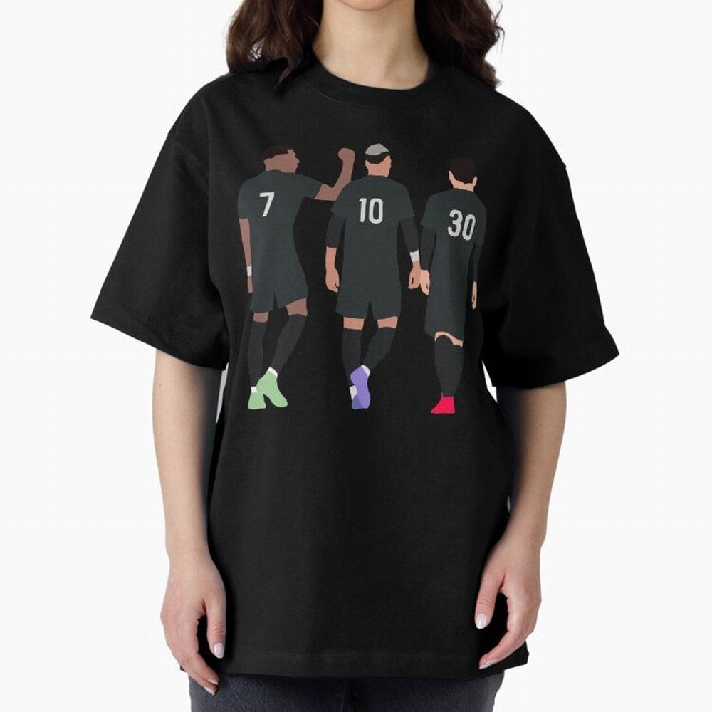 Messi Neymar France Football Players Trio Mmn #y79 Oversized T-Shirt Support the FIFA World Cup 2026 Journey through Haaland and Mbappe Highlights, France and Portugal Pride, Supporter Pride, Iconic Celebrations, Legendary Names and Global Match