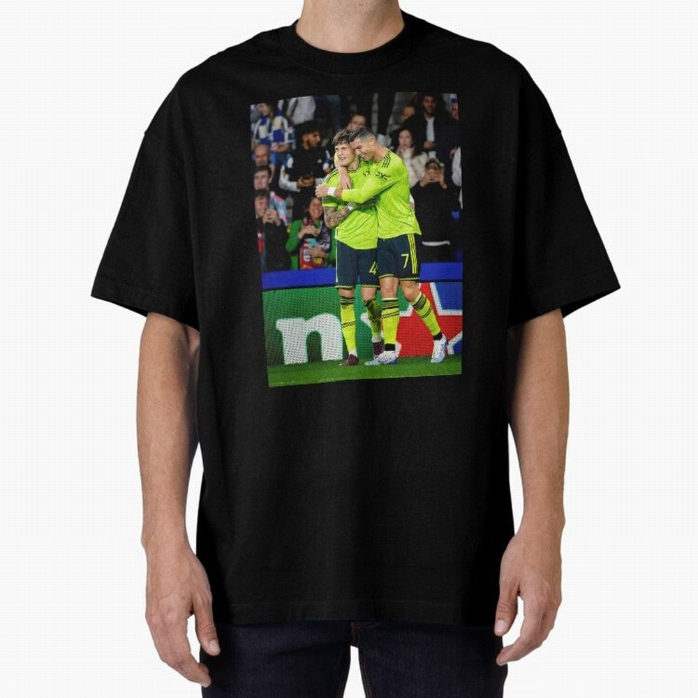 Cristiano Ronaldo And Garnacho ,Ronaldo Gifts,Ronaldo Cover,Ronaldo Prints Oversized T-Shirt Create the FIFA World Cup 2026 USA Canada Mexico Journey through Messi, CR7 and Mbappe Highlights, Argentina, France and Brazil Pride, Match Day