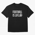 Football Is Life (Blue BG) Oversized T-Shirt Represent Fans Who Live for Match Day Hype around FIFA World Cup 2026 USA Canada Mexico, Neymar, Haaland and Cristiano Ronaldo, Netherlands, Classic Soccer Heritage, Championship Pressure, Fan Loyalty